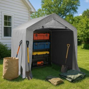 Abri de Jardin  180X180X205CM tente de garage abri voiture tente aluminium abri de jardin garage &agrave; v&eacute;los tente de rangement
