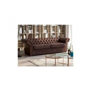 Canapé 3 places chesterfield CLOTAIRE en cuir viei