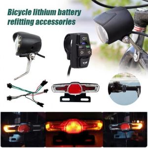 jeu de feux avant et arrière de vélo électrique entrée 12V 24V 36V haut-parleur intégré phare et feu arrière de vélo électrique