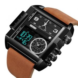 Montre Homme-Trois affichage-2019 Chronographe Sport carre date etanche Bracelet-Unique et populaire montres noir MKK28