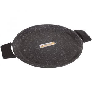 KLAUS Galetière à pain - Plancha – PlatTajine –  - Rond 32 cm - Revêtement Effet Pierre- Tous feux dont Induction - En Fonte dAlumi