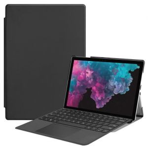 Pour 12.3 Microsoft Surface Pro 7 Housse Neuf Surface Pro 7 Coque Etui Flip Support Mince PU Cuir Cover Protection [Noir]