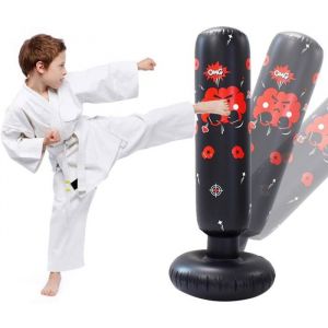 Punching-Ball 120cm Gonflable de Boxe pour Enfants Sac de Frappe Remise en Forme à Rebond immédiat pour la Pratique du karaté