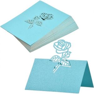 50 Pi&egrave;ces Marque Place Mariage Pliable Papier Cartons de Table Porte Nom pour Banquets F&ecirc;tes Anniversaire C&eacute;l&eacute;brations - Bleu