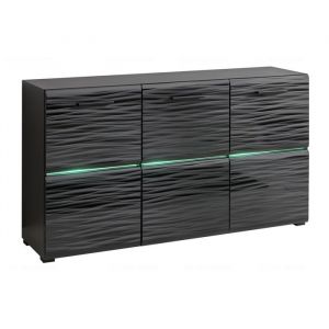 Buffet Bahut Ninja Neuf Effet 3D illuminé par LEDS Commode Noir