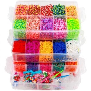 15000 Elastique Bracelet Kit Élastique Loom Bands Boite pour Enfant Métier À Tisser Bracelet Collier Jouets avec Boîte de Ra[237]