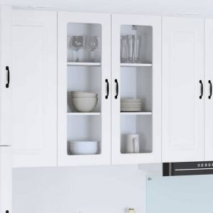 Moderne Meuble mural de cuisine - Meuble haut/Armoire suspendue Blanc brillant 80 x 31 x 100 cm@FR(195223）