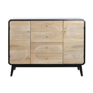 Buffet meuble de rangement en bois coloris naturel noir - Longueur 120 x Profondeur 40 x hauteur 9050 cm