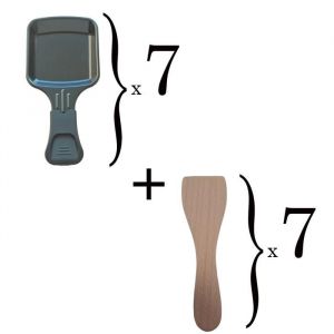 Lot de 7 coupelles à raclette et 7 pelles en bois pour Poêlon spatule raclette Raclette gril Wok AS306002 AS306003 TEFAL