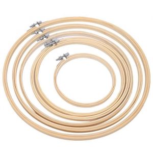 Garosa Cerceaux de broderie en bois 6pcs Cerceaux de Broderie Anneau de Cercle de Point de Croix Cadre en Bois Outils Bricolage