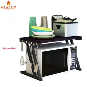 Etag&egrave;re de cuisine 57*38*38cm Etag&egrave;re en zigzag pour four &agrave; micro-ondes (sans crochet) Acier au carbone Noir.