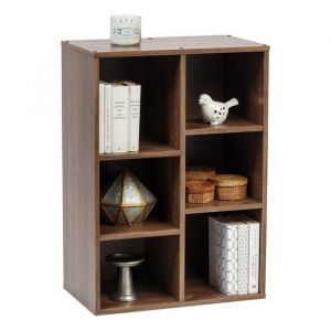 Iris Ohyama Biblioth&egrave;que Meuble 6 &eacute;tag&egrave;re Cube de rangement Modulable CFR-9060 Marron L35 x P59 x H83.6 cm