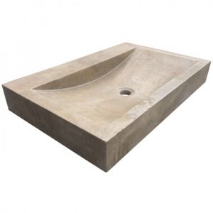 Vasque à poser en pierre travertin Mona Walnut 70 x 45 x 10 cm - C-Négoce