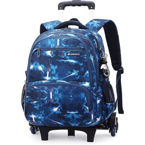 Sac à Dos à Roulettes Garçon Cartable à Roulettes Voyage Etanche Amovible Loisir Sac Décole College Grand Bleu Clair Espacer