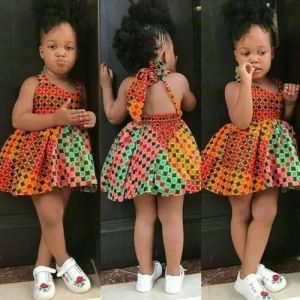 ROBE 1-5 Ans Bébé Enfant Fille Vêtements dÉté Robe Dos Nu Orange à Bretelles de Style Bohème Africain