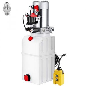 Pompe Hydraulique-Duoku-6 pintes-Simple Effet Remorque &agrave; Benne Basculante 12 V CC-Groupe Hydraulique pour Levage de Voiture