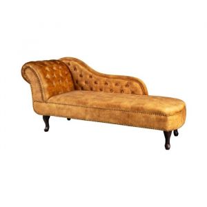 M&eacute;ridienne EDGAR &ndash; Jaune moutarde &ndash; Velours style baroque