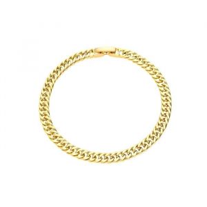 Bracelet - Femme - Maille Gourmette - Plaqué Or Jaune 750/1000 - 3 Microns - 185 cm - 5 mm - Fermoir Clip