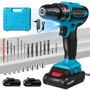 Perceuse Visseuse Sans Fil 28V Visseuse Devisseuse pour Bricolage avec batterie Chargeur32N.m Perceuse Percussion 24