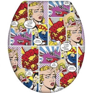 Abattant WC - WENKO - Original Pop Art - Duroplast antibactérien - Rouge - Universel