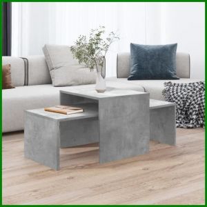 Ensemble de Tables Basse Gigognes - VGEBY - Table dAppoint Scandinave pour Salon Bureau Gris béton 100x48x40 cm Aggloméré ABI