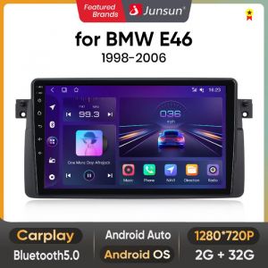 Junsun Autoradio Android 13 Carplay voiture Bluetooth pour BMW E46 M3 318/320/325/330/335 WIFI 2+32GB 9 Écran Tactile GPS RDS