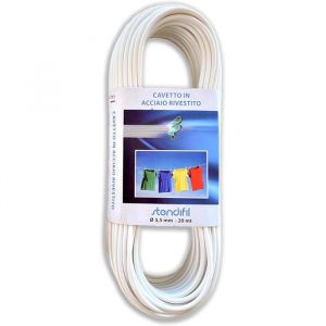 Corde À Linge Blanche De 35mm En Acier-20mètres-Corde Fabriqué En Italie-Fil Câble Séchoir À Linge Plastifié Pour Extérieur Pour