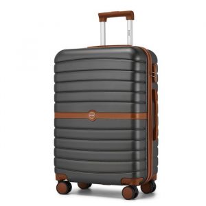 Kono Valise Rigide Moyenne Taille 66.5x45.5x25.5cm Valise de Voyage ABS+PC avec 4 roulettes et Serrure Trolley de Voyage 62L Gris