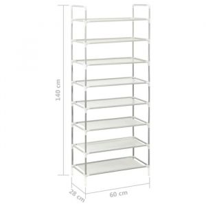 Étagère à chaussures - VINGVO - YIN(330043) - 8 étagères - Métal et tissu intissé - Argenté