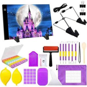 Tablette Lumineuse A4Diamond Painting AccessoiresLuminosit&eacute; R&eacute;glable Portable Table Lumineuse Planche Dessin avec USB C&acirc;ble