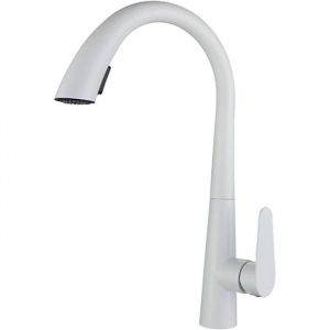 Robinet Cuisine Blanc Mitigeur avec Douchette Extractible 2 Modes Pulv&eacute;risation