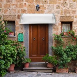 Auvent de porte marquise daccueil 120*80cm-polycarbonate-Blanc
