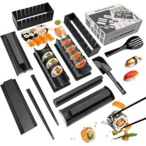 Sushi Making Kit Sushi Maker 12 pi&egrave;ces en plastique Premium ensemble doutils &agrave; Sushi rouleau de riz &agrave; Sushi Label