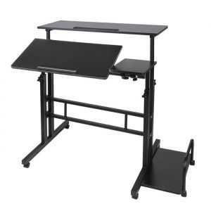 B.LIVEM Bureau Mobile sur Roulettes R&eacute;glable pour Ordinateur Portable ou Bureau &agrave; Domicile Table Haute pour Debout ou Assis
