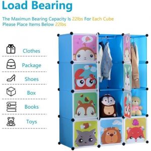 BLEU Armoire Enfant Pour Vetement DIY Armoire Plastique Chambre  Assemblage Facile Pour Vêtements Accessoires Jouets