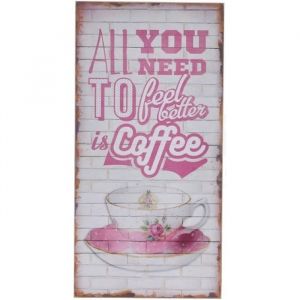 Cadre tableau bois cuisine Café - rose coffee - publicité pub rétro vintage - 40 x 20 cm
