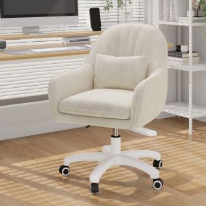 BatonY Chaise bureau avec Accoudoir Fauteuil ergonomique avec Soutien LombaireSiège de bureau PivotanteRéglable en HauteurBeige