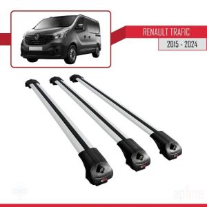 Compatible avec Renault Trafic 3 (X82) 2015-2024 ACE-1 Barres de Toit Railing Porte-Bagages de Voiture Gris Aluminium 3 Barres