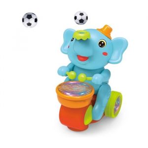 Elephant Football Toy Musical Walking Elephant Drummer ToyChildrens Drum Elephant Floating Ball Toy with LED Lights Sounds(Blue)