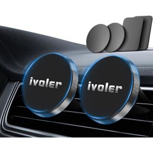 [Lot De 2 Support Telephone VoiturePorte T&eacute;l&eacute;phone Magnetique Portable Grille Aeration Aimant Compatible Pour Smartphone4 Plaque