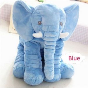 Doudou Peluche Nez Long &Eacute;l&eacute;phant Poup&eacute;e Coussin Douce Jouet Lombaire Animal mignon Elephant Oreiller pour b&eacute;b&eacute;s enfantsbleu 60cm