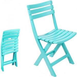 CHAISE FAUTEUIL DESIGN PLASTIQUE PLIANT BLEU TURQUOISE PLIABLE PLAGE CAMPING JARDIN