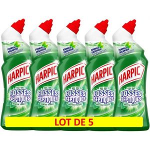 Gel WC - HARPIC - Fosses Septiques - Menthe - Lot de 5 - 750 ml