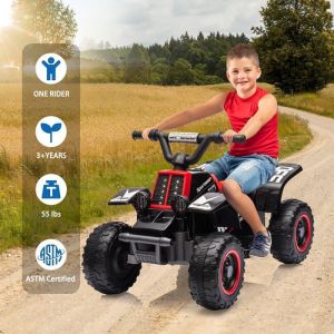Voiture Quad &eacute;lectrique Enfant 6V 18 Km/h Max 3 ans+ Effets Lumineux sonores Rouge et Noir
