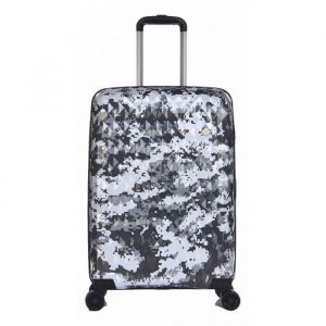 LYS - Valise Cabine polycarbonate camouflage gris 55x38x20 cm 4 Roues doublées