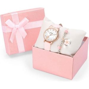 Coffret Montre Fille Bracelet - Cadeau pour enfants Chat jolie 2021 quartz &eacute;tanche rose