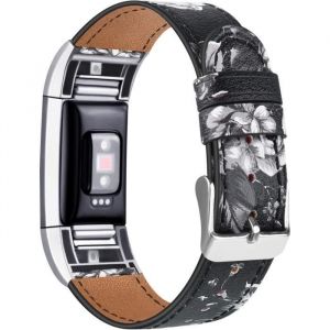 Bracelet Compatible Fitbit Charge 2 en Cuir Sport Femme HommeBande de Rechange Ajustable connecteurs en métal Accessoires[1438]