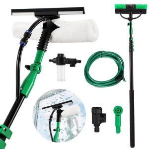 Hengda 3.6 mètres Manche télescopique Brosse de lavage - avec éponge et raclette - pour vitrées et mobilier
