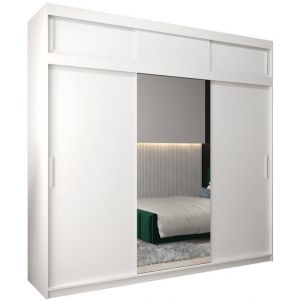 Armoire à 3 Portes Coulissantes avec Miroir Tringle Étagères et Extenstion - ABIKSMEBLE Tokyo 1 250 - 250x240x62 cm Blanc