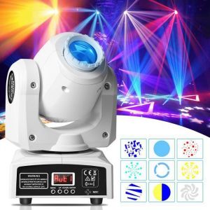 JAJALUYA 100W Lumi&egrave;res de Sc&egrave;ne - Lyre LED RGBW Gobo Couleurs Beam DMX - &Eacute;clairage de Sc&egrave;ne pour Disco Mariage Blanc